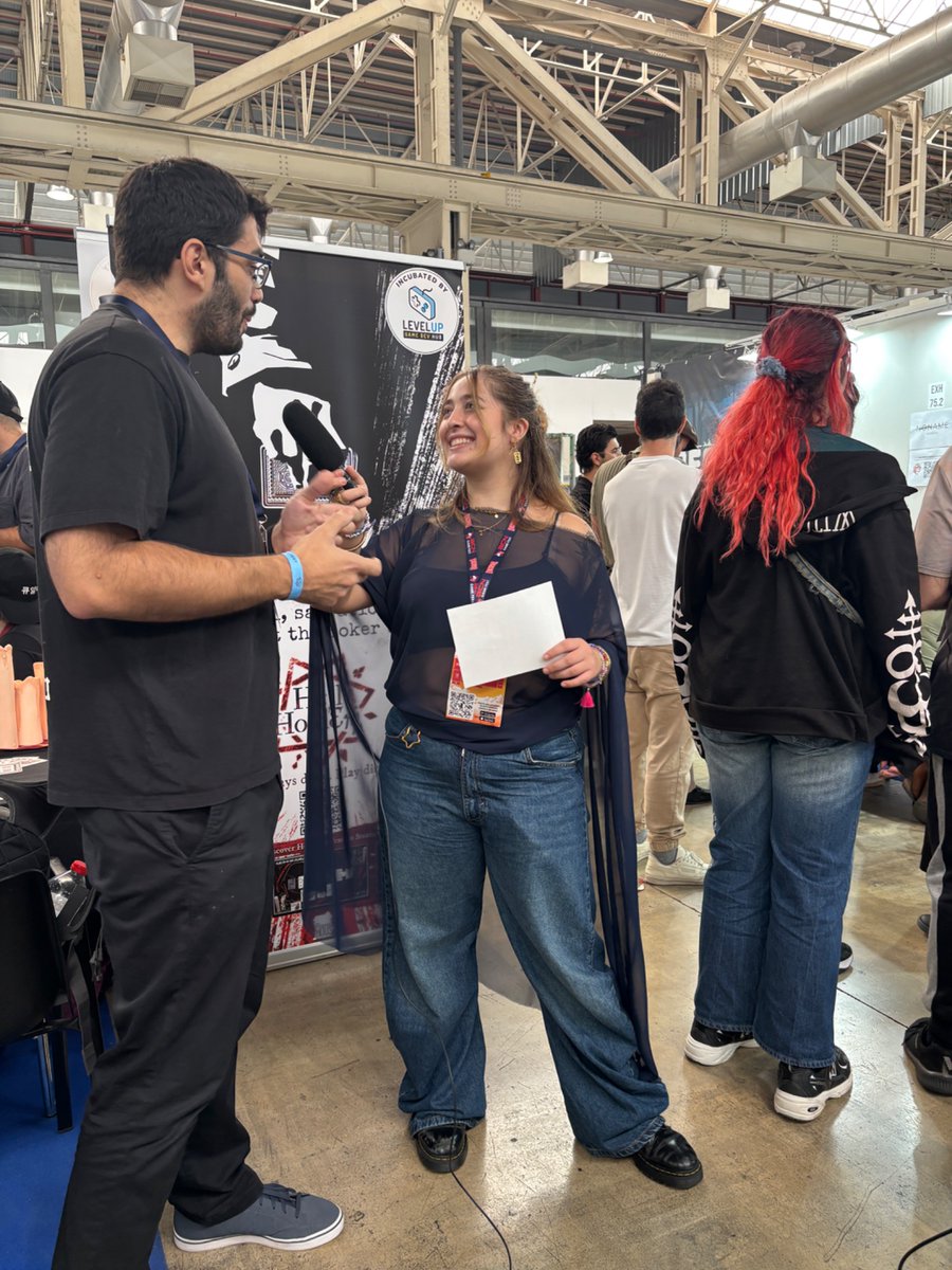 TwistedHouseDev's tweet image. One of the creators of #HellHoldem, @_ADOH talks about the origins of the game with Inés Castaño from @game_levelup 🎙️