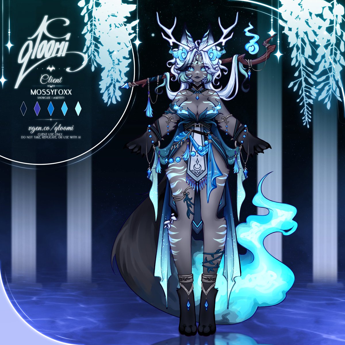 qloomii's tweet image. 【 ☾ ⋅✦⋅ ☽ 】
 ╰ Character Design for @Mossyfoxx 

Are yall enjoying the throwback designs while waiting for the next drop?? ^•^

  ✧ ⋅ Thank you for commissioning me!
  ✧ ⋅ ♡ and ↻ are appreciated!!