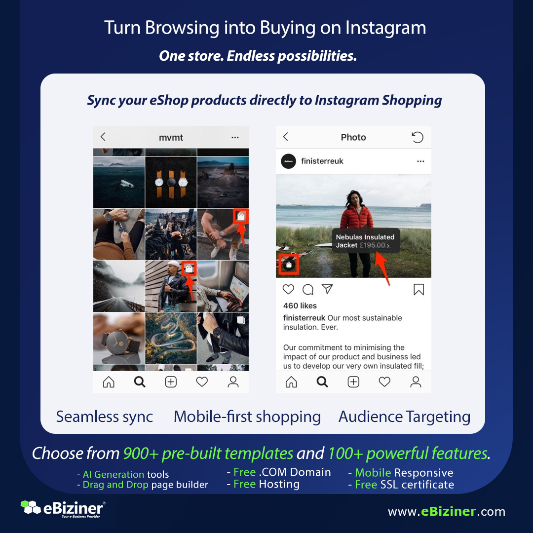 EBiziner's tweet image. Make your Instagram feed shoppable. With Instagram Shopping Sync, your eShop products appear where your customers scroll ready to buy with just a tap.

#ebiziner #InstagramShopping #eShopSync #SocialCommerce #ShoppablePosts #SellOnInstagram