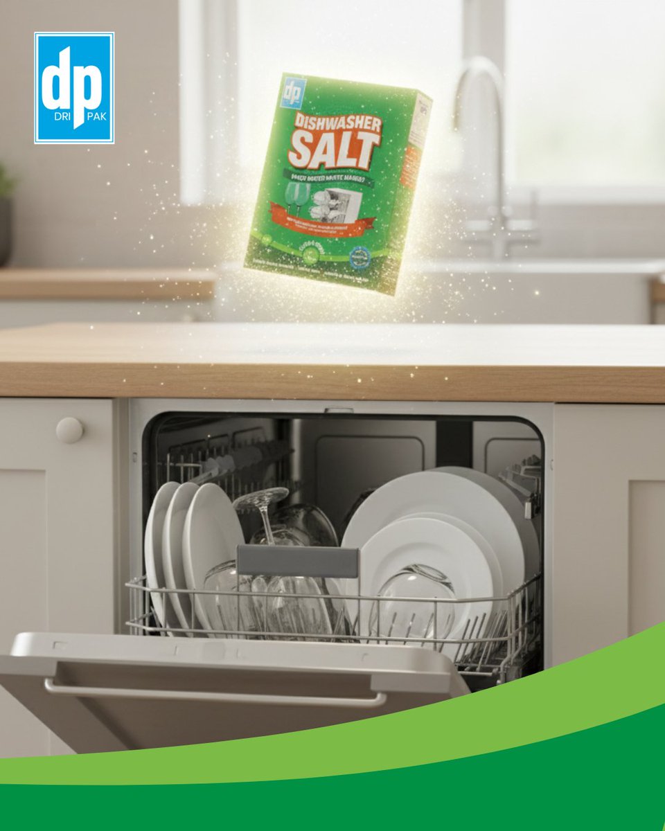 Do you want sparkling glasses, shiny plates, and a dishwasher that lasts longer? 

That’s the power of Dri-Pak Dishwasher Salt.

Prevents limescale build-up 🚫

Helps your dishwasher run efficiently ⚡

Keeps glasses crystal-clear 🍷
