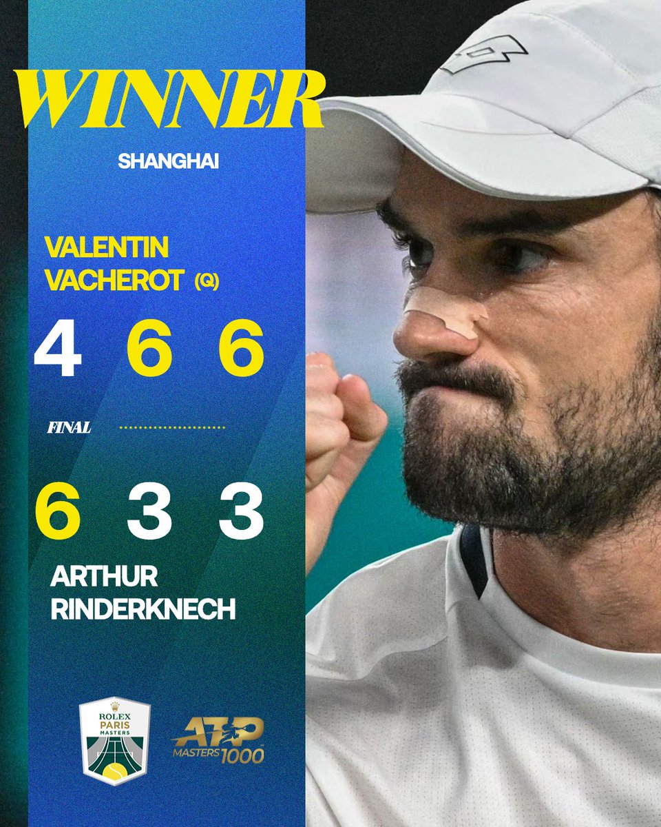 RolexPMasters's tweet image. The story of the year ends with Valentin Vacherot being crown as a Masters 1000 champion in Shanghai 👑

#RolexShanghaiMasters