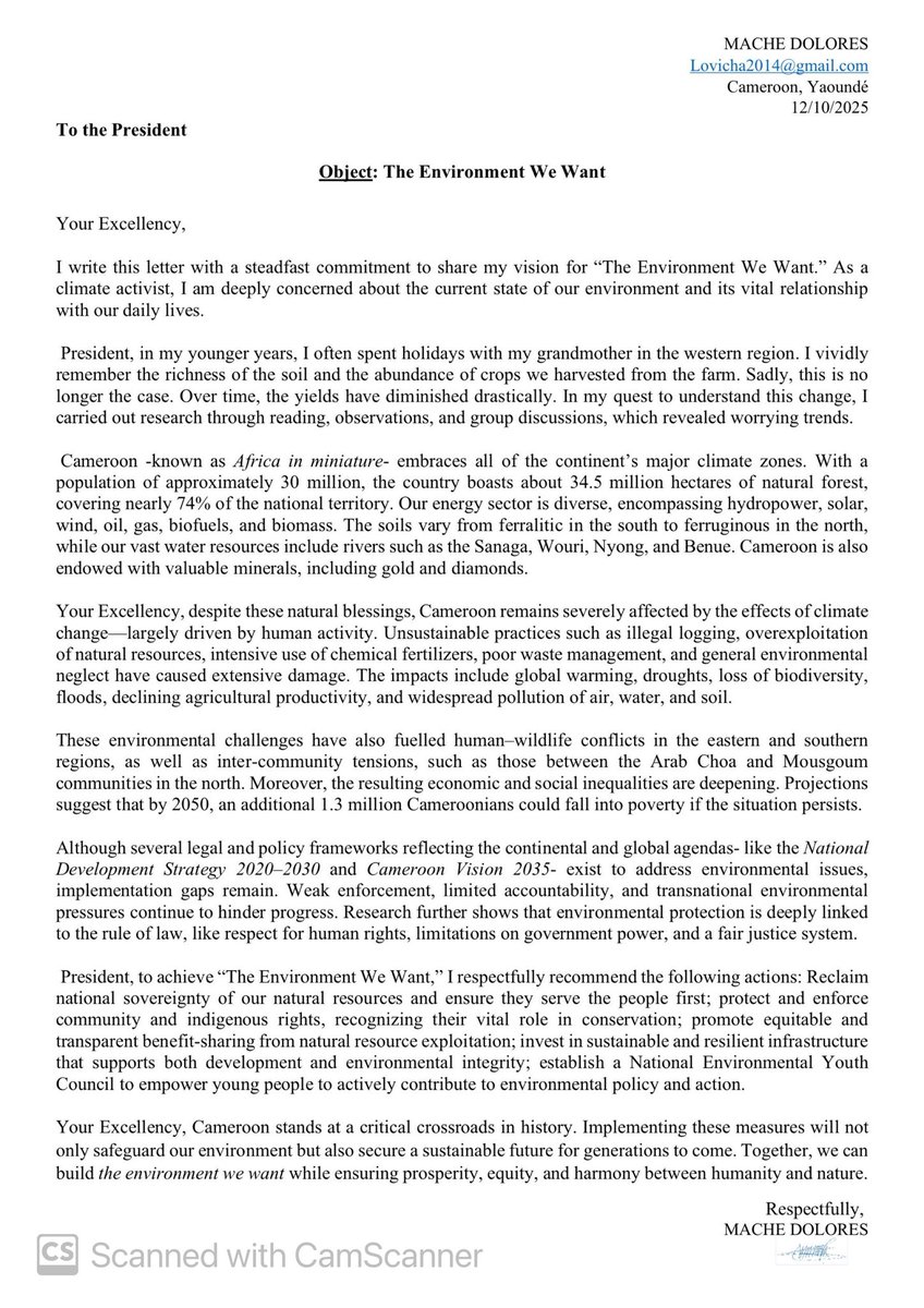 𝗧𝗵𝗲 𝗘𝗻𝘃𝗶𝗿𝗼𝗻𝗺𝗲𝗻𝘁 𝗪𝗲 𝗪𝗮𝗻𝘁 
As today marks an important day for Cameroon’s History. 

We should take these issues into consideration when choosing our candidate. 

#Cameroon
#TheEnvironmentWeWant
#ThePresident
#Elections2025
