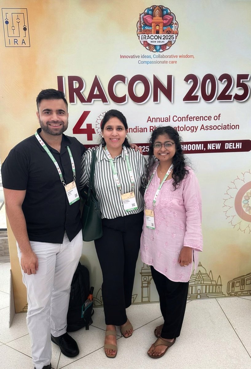 Anushka2k7's tweet photo. "From serious science to light-hearted laughter — proud to present key updates from Myositis India 🏃‍♀️✅️ and win the First prize🥇🎰 in the Rheum Humour competition! IRACON 2025 New Delhi had it all! 🌻🇮🇳 #IRACON2025 #Rheumhumor #Myositis https://t.co/MsJYLKYD35