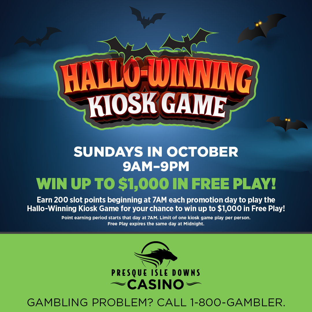 PID_Casino's tweet image. 🎉 Hallo-Winning is HERE! 🌾💰
EVERY SUNDAY | 9AM – 9PM
Earn 200 slot points beginning at 7am and head to the Kiosk to play our Hallo-Winning Kiosk Game! 🍁✨
#Hallowinning  #SlotFun #WinBig #CasinoPromo  
GAMBLING PROBLEM? CALL 1-800-GAMBLER