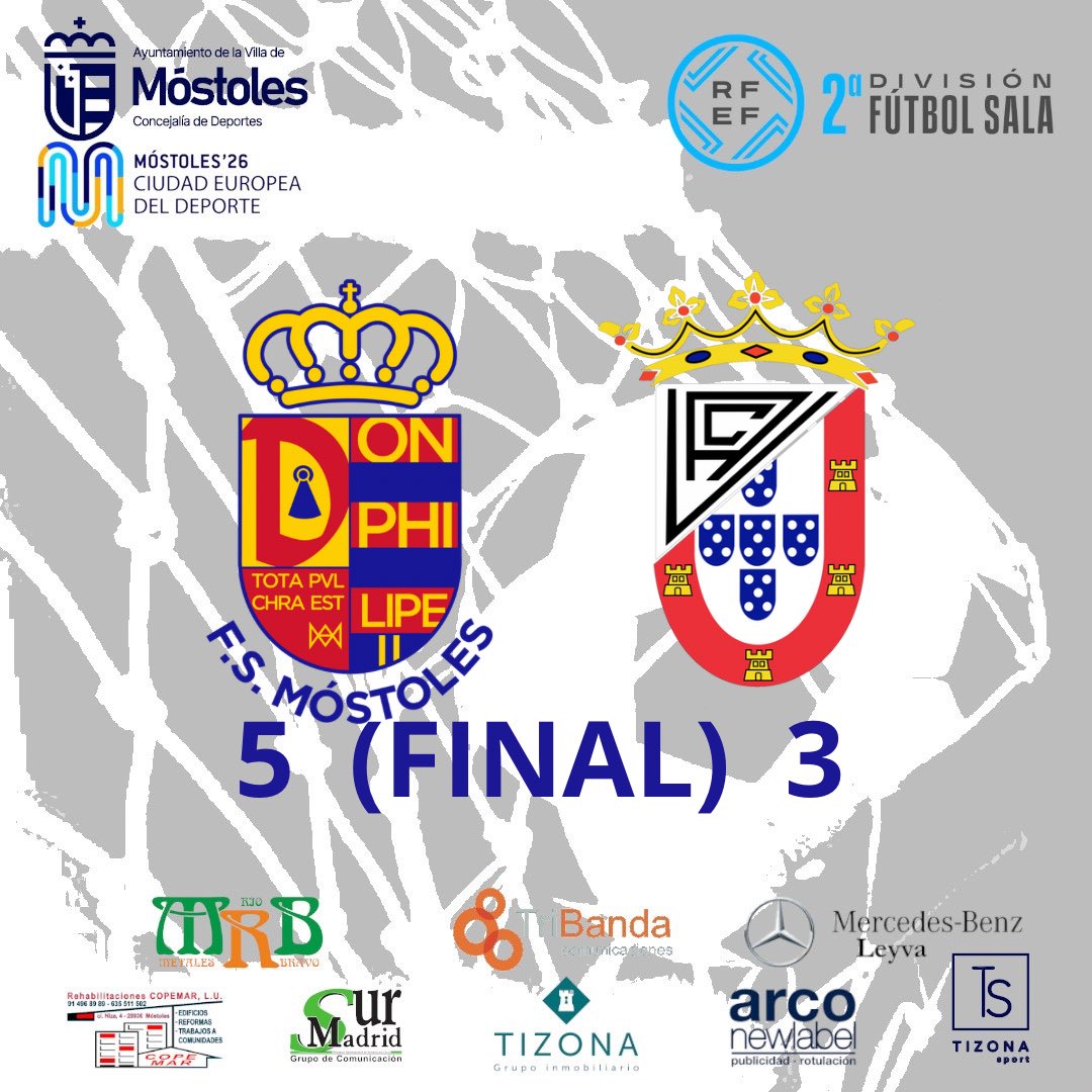 FINAL
MRB FS MÓSTOLES 5
<a href="/ua_ceuti/">Unión África Ceutí</a> 3
Tremendo triunfo sabiendo sufrir hasta el final.
Seguimos de dulce, 9 de 9…
Siempre y solo Móstoles!!!
#canteraazul