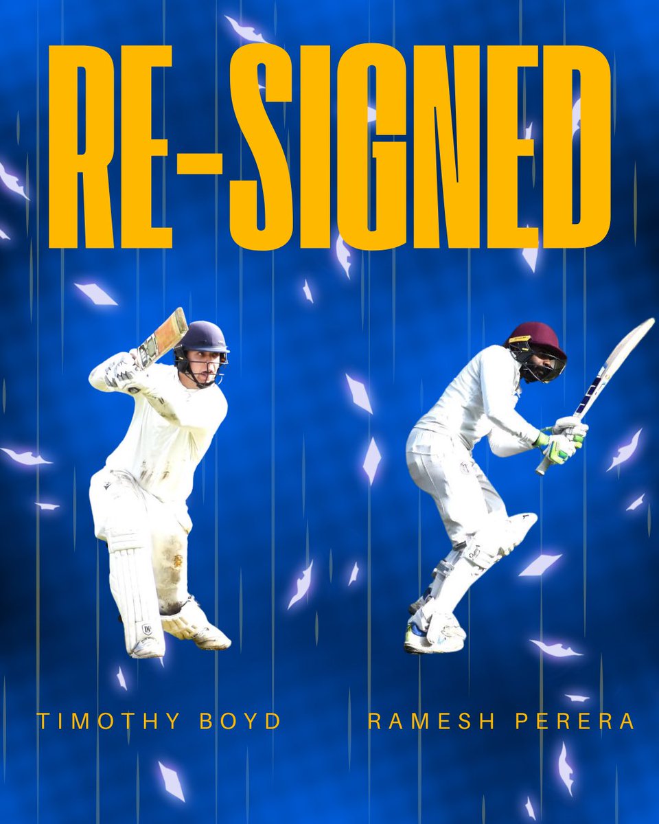 RE-SIGNED ✍️

We are delighted to announce that All Rounders Tim Boyd and Ramesh Perera have signed for the 2026 season!

The pair who both played huge roles in the 2025 1st XI promotion campaign have put pen to paper for the 2026 season ✍️

#AllezLesBleus 🔵🟡
