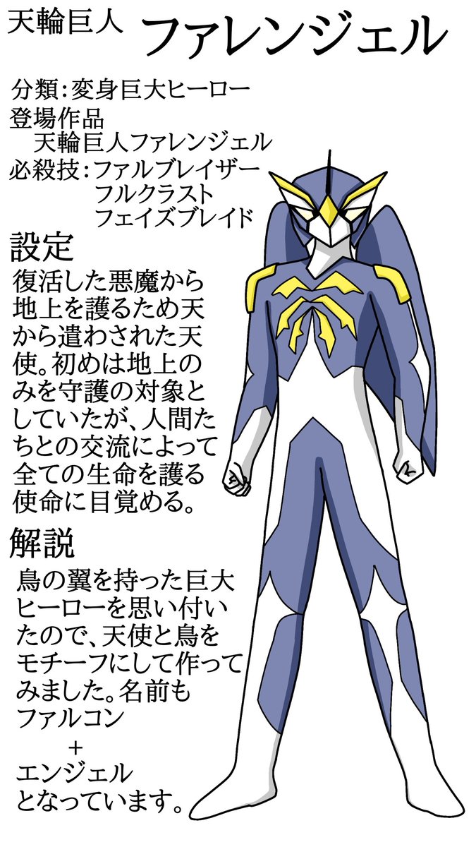 #オリキャラアーカイブ計画
#オリキャラ
天輪巨人ファレンジェル
地球を護るため天から遣わされた巨大ヒーロー 