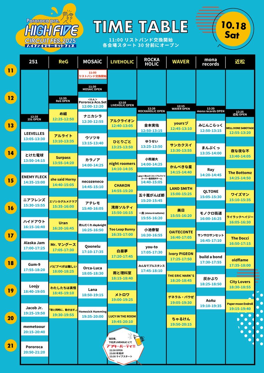 🐈次回🐈

10/18(土)下北沢8会場
251/ReG/MOSAiC/LIVEHOLIC/近松/mona records/WAVER/ROCKAHOLIC

Pororoca pre.
"HIGH FIVE CIRCUIT FES.2025"

necozeneco  MOSAiC 14:45〜出演

adv.¥3800(+1D)/学割:adv.¥2300(+1D)

▼ticket🎫
livepocket
t.livepocket.jp/e/highfive2025
HP予約
necozeneco.jimdofree.com