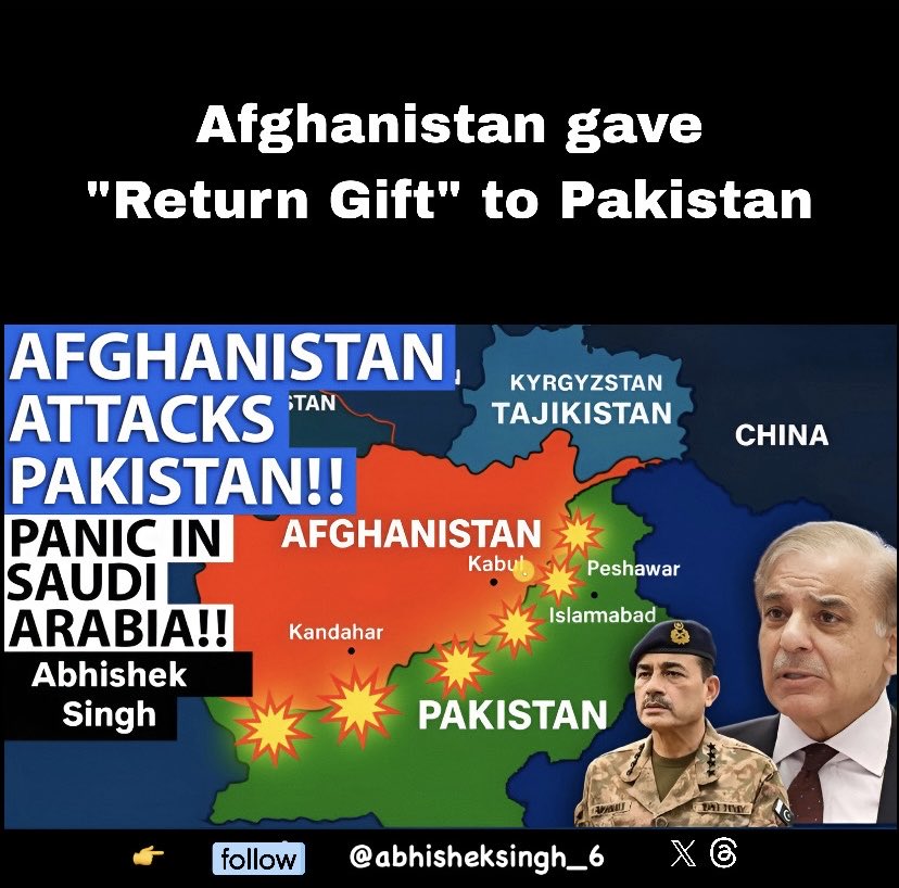 abhisheksingh_6's tweet image. 🇦🇫➡️🇵🇰 Afghanistan just gave Pakistan a "return gift" for bombing Kabul!
Pakistani soldiers killed. Pakistan's excuse? "This was planned by India." 😂
They claim they'll respond like they did to India—meaning they'll lose to Afghanistan too.
Now Pakistan is a geopolitical…