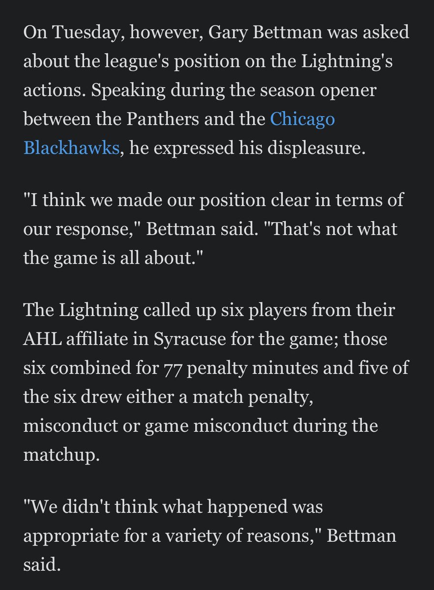 genesijesi's tweet image. Bettman made a point by only punishing #GoBolts, not #TimeToHunt because Tampa started 22 fights (10/12) vs Florida starting 8 (5/3) between both games. 

Retribution is one thing, only coming to brawl is another. 

Y’all should watch this viewpoint:
youtu.be/Fvn94D05LAg?si…