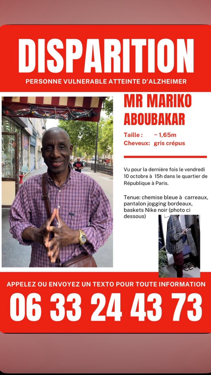 skiliman_'s tweet image. S’IL VOUS PLAÎT PARTAGEZ UN MAXIMUM CE TWEET 🚨🚨🚨

Ma pote n’a pas eu de nouvelles de son père depuis presque 2 jours, elle est très inquiète. 

Merci à tous ceux qui relairont