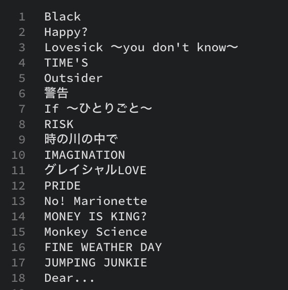 gjcounter's tweet photo. 今日のSIAMSHADE全曲の栄喜道セトリ https://t.co/jQauW4xHwM