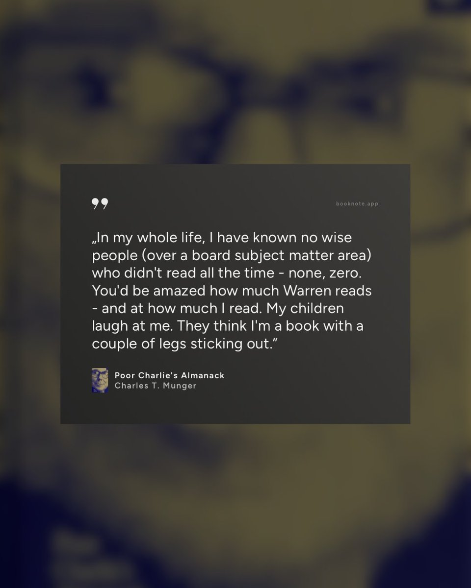 BookNoteApp's tweet image. Charlie Munger of the importance of reading:
