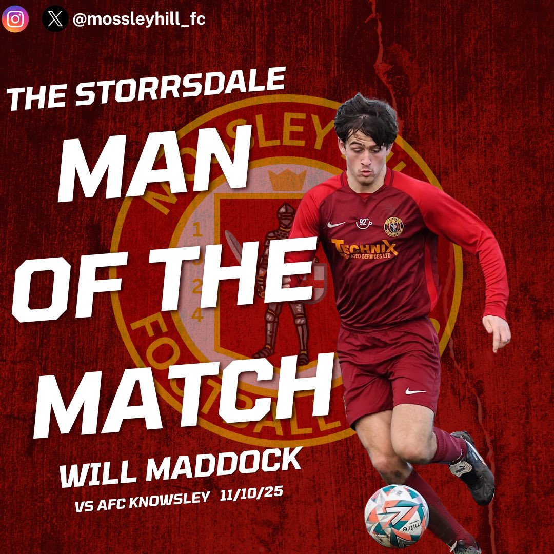 MossleyHill_FC's tweet image. Result ⚽️
Yesterday saw our 1st progress to the next round of the @Liverpool_CFA challenge cup after 1-0 win against @afc_knowsley thanks to a goal from deputant Alfie Williams 👏

The Storrsdale MOTM - @willmaddock_ another top performance from Will. Well done Will 👏 

#oneclub