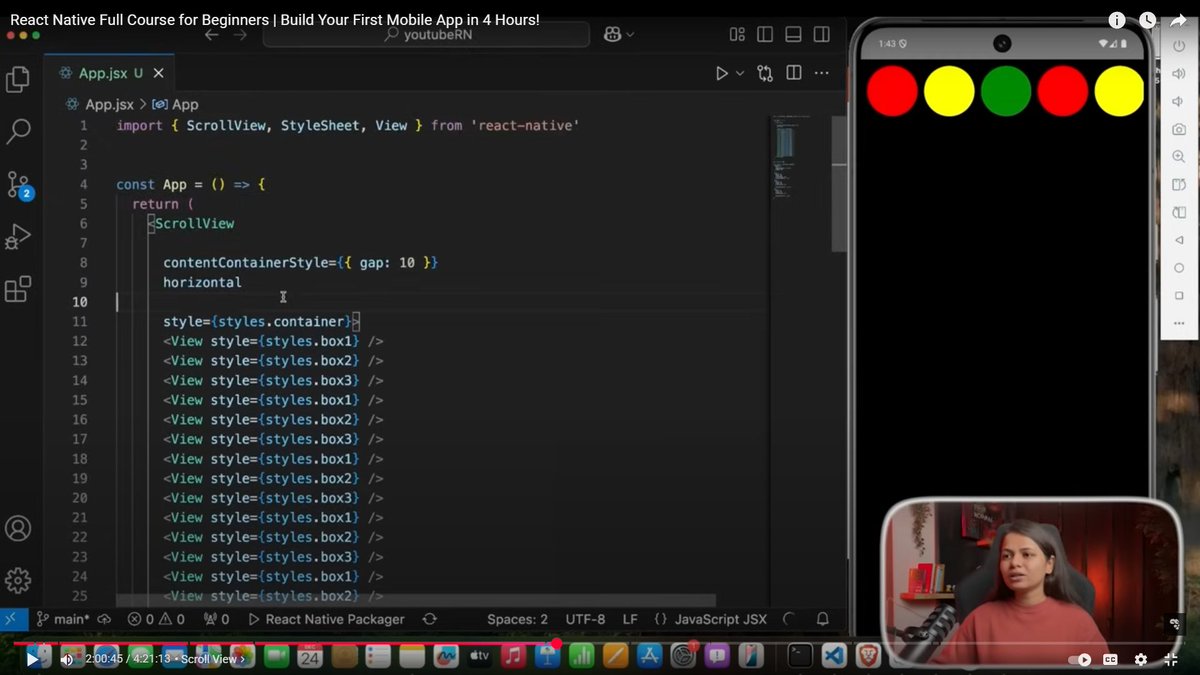 iAnujVarshney's tweet image. 🚀 Just started learning React Native with this amazing 4-hour tutorial by @sheryians_  Building my first mobile app from scratch 🎉
👉 Watch here: youtube.com/watch?v=JKccS9…
From setup to styling, navigation &amp;amp; real project building — everything explained step-by-step 💪