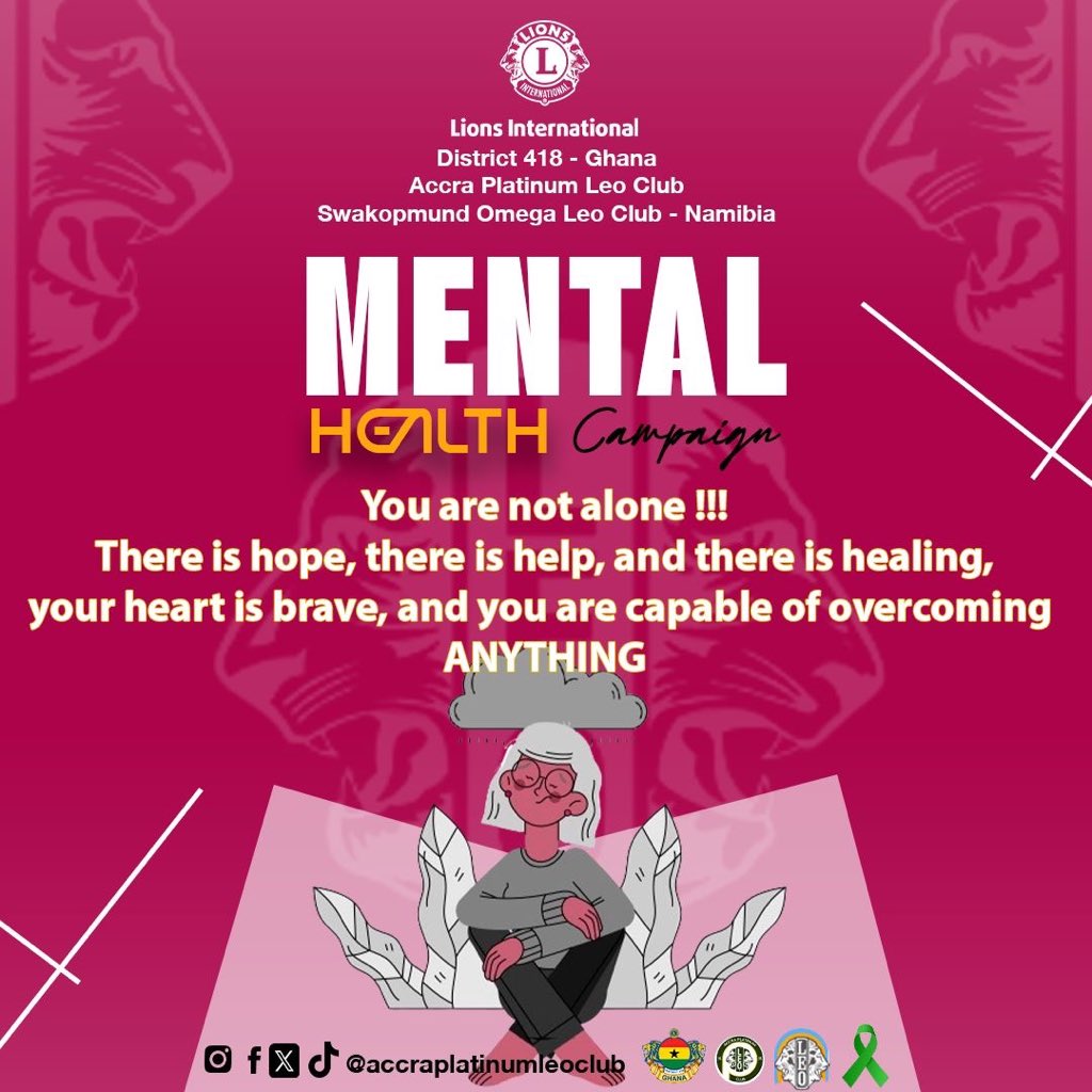 PlatinumLeos's tweet photo. You are NOT alone🩷🩷🤍 There's hope, help, and healing. Your heart is brave, and you're capable of overcoming ANYTHING🌟🌟

#lionsinternational 
#leodistrict418
#accraplatinumleoclub 
#Swakopmundomega 
#MentalHealthMatters 
#weserve 
#kindnessmatters 
#BreakTheStigma https://t.co/RnOusPFEhr