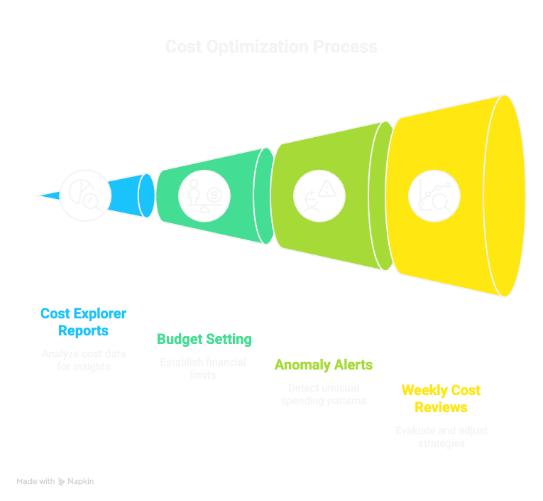 SyncArchitect's tweet image. Tag everything (project, env, owner), feed Cost Explorer/Curated reports, set budgets &amp;amp; anomaly alerts. If you can’t measure it, you can’t optimise it. Weekly cost reviews = massive ROI.