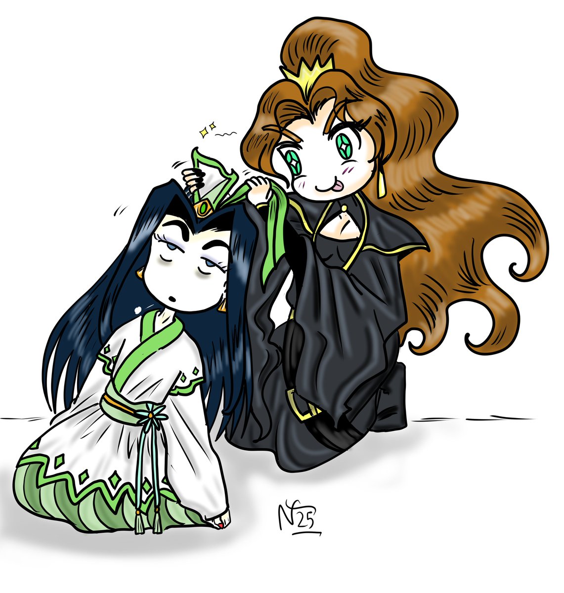 Nienna_Tinuviel's tweet image. Beefleaf Week Day 6 

~ Reverse ~ 

Just Shi Qingxuan playing with herself and her barbie

 @fandom_beefleaf 
#beefleafweek2025 #beefleaf #tgcf