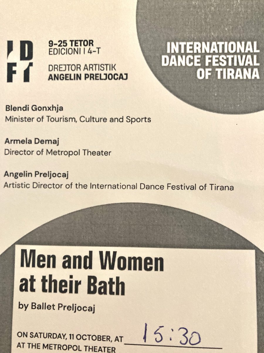 CatherineSuard's tweet photo. Honorée d’accueillir @France_Albanie 🇫🇷#AngelinPreljocaj & ses danseurs pour le 4️⃣ ème #IDFT #Tirana🇦🇱
👏🏻 Moment de grâce porté par la performance « Hommes et Femmes au bain » #MetropolTheater
👏🏻Vibrant triptyque « PULS »
🙏 @BGonxhja @KulturaGovAL @BashkiaTirane & partenaires https://t.co/kwZpz7CCqV