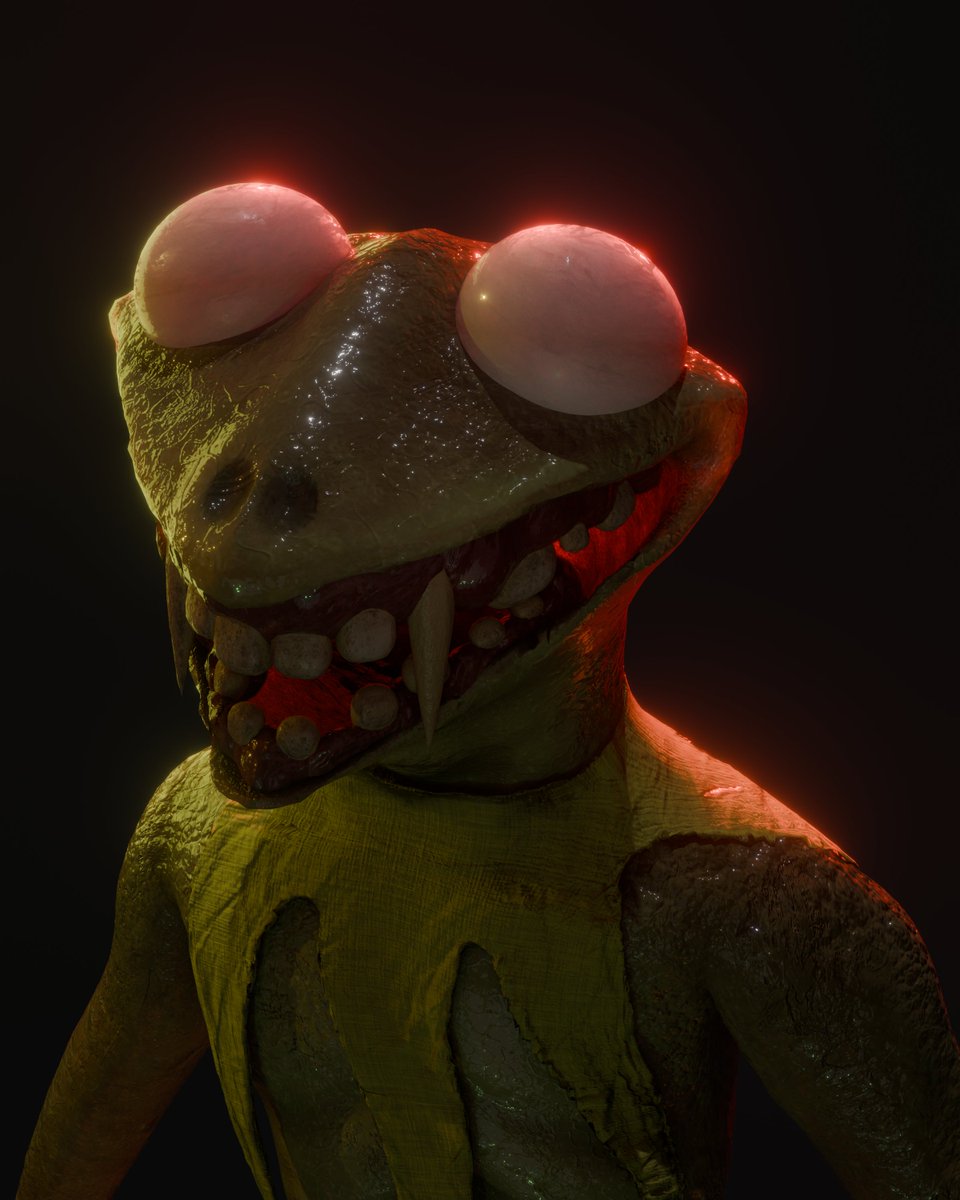 TIMMYPRODUCT's tweet photo. made a render with lighting and tried photoshop with it 
fooling the internet brb

#kermit #HorrorKermit #blender #photoshop #3d #compositing https://t.co/eaMgloIMLX