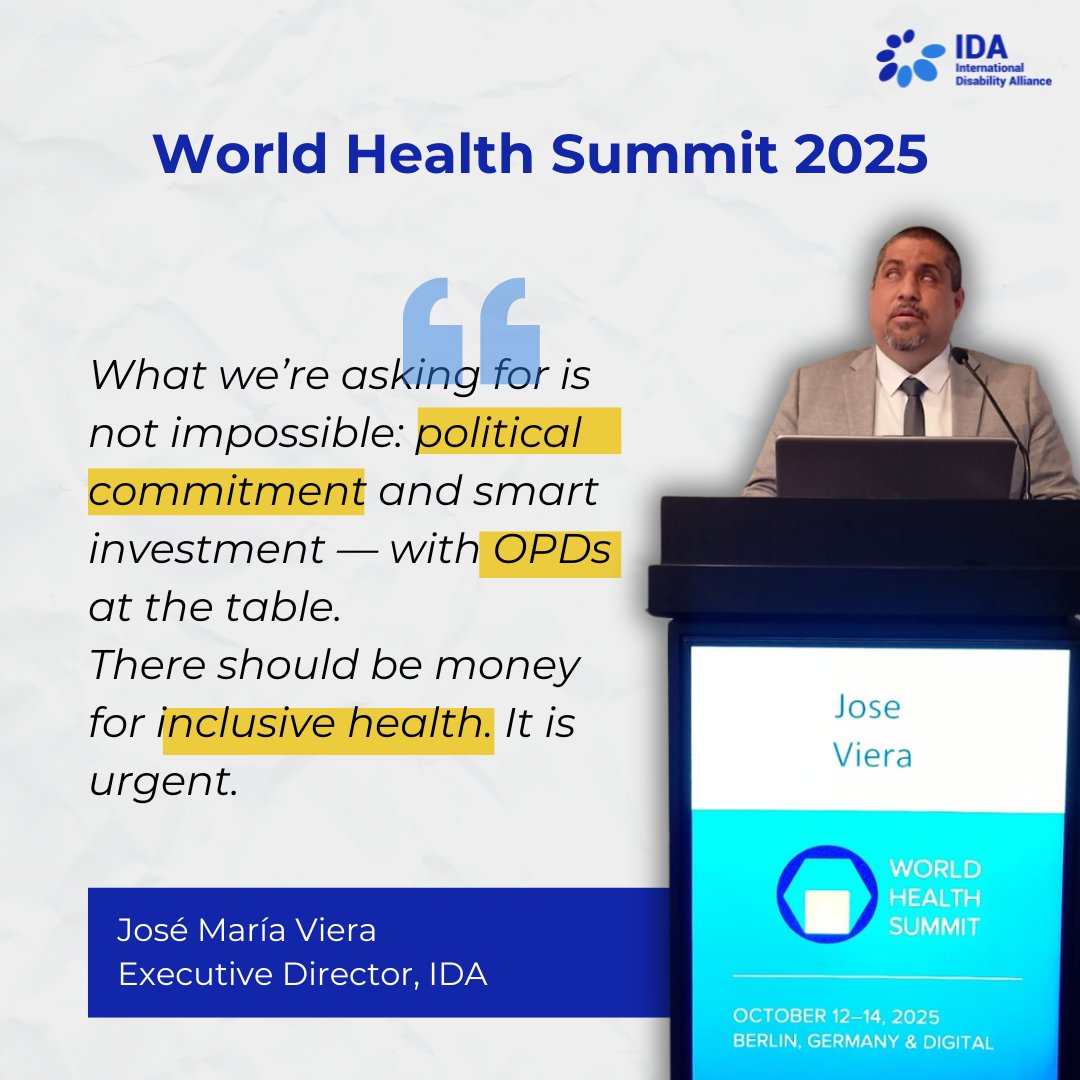 . <a href="/VIERAJOSEMARIA/">José María Viera</a>'s  closing remarks at the interactive session on "Bridging the Disability Inclusion Gap at the #WHS25.
There must be funding for inclusive health. The time is now! #InclusiveHealth #HealthForAll #DisabilityHealthEquity #OPDs #ATChangesLives