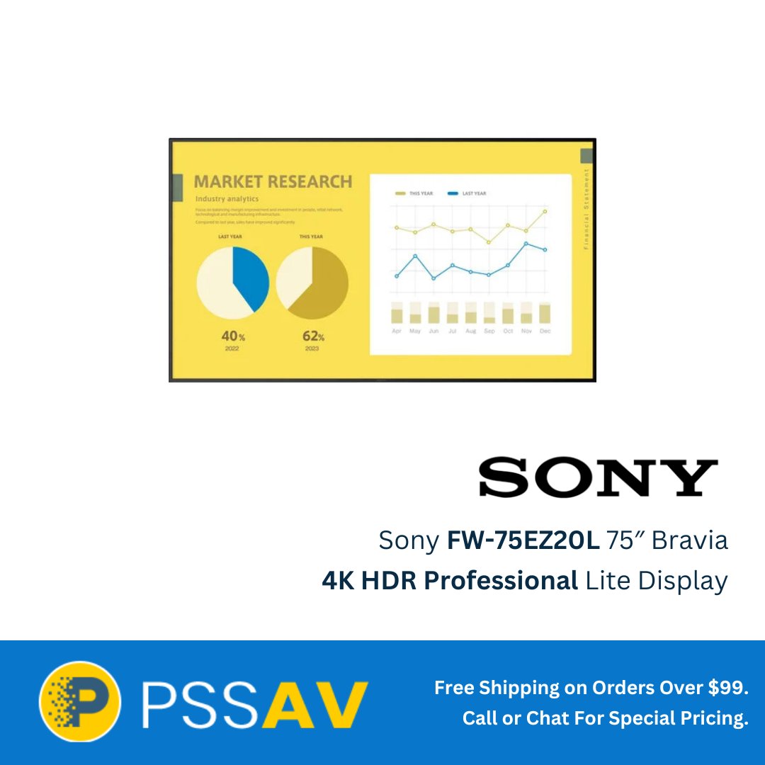 Sony FW-75EZ20L 75″ Bravia 4K HDR Professional Lite Display

75″ Bravia 4K HDR Professional Lite Display

Order online today:  pssav.com/shop/sony-fw-7…
#sony

Support &amp; Expert Advice (from a real person).
For Our Best Price Call 1-888-525-6696