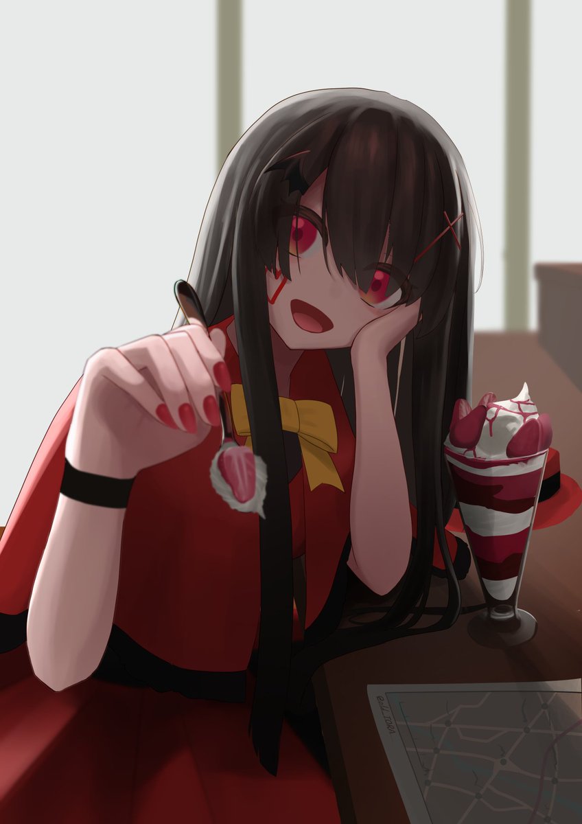 「「甘いもの食べないと頭回らないよ?」」|古 トラのイラスト