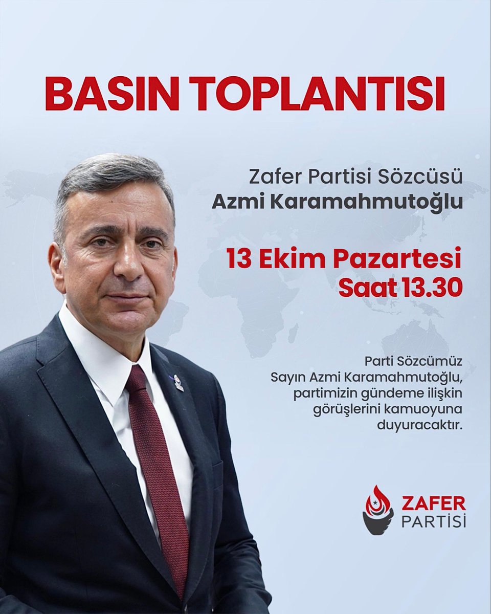 Parti Sözcümüz Sayın Azmi Karamahmutoğlu, partimizin gündeme ilişkin görüşlerini düzenleyeceği basın toplantısında kamuoyuna duyuracaktır.