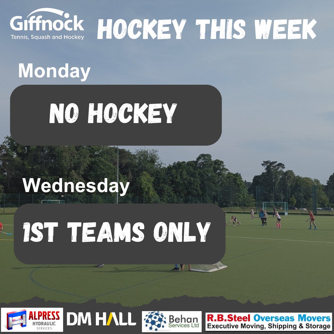 Since it is October Week, there is no junior, gents 2s or ladies 2s training this week. The ladies and gents first teams are having a training session on Wednesday 🏑 #TeamGiffnock #fieldhockey