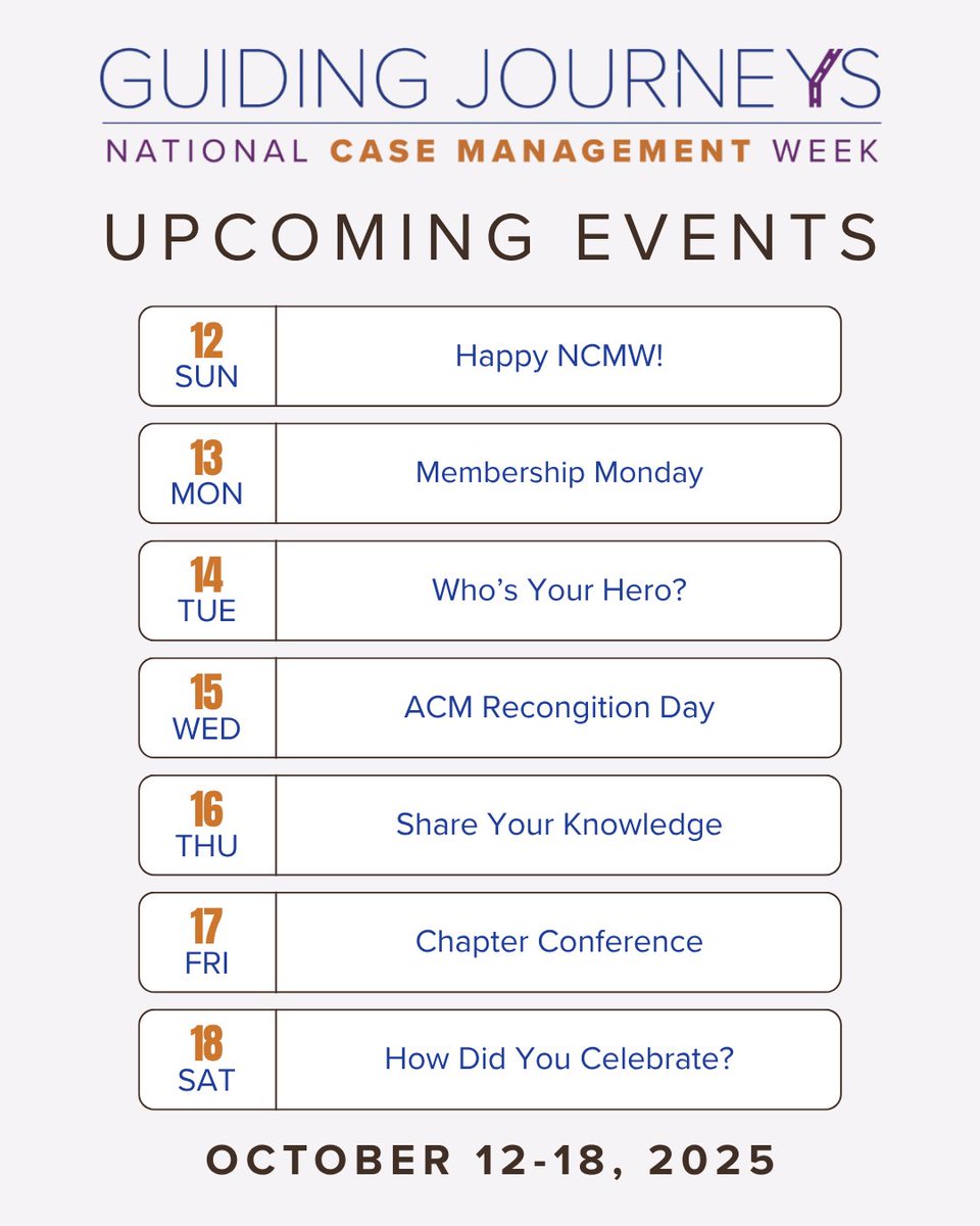 Happy National Case Management Week! Here’s your guide to all the events happening this week. 💙
 
From live podcasts to discounts and giveaways, there’s something for everyone. Let’s make this week one to remember!
 
#NCMW #ACMA #CaseManagement