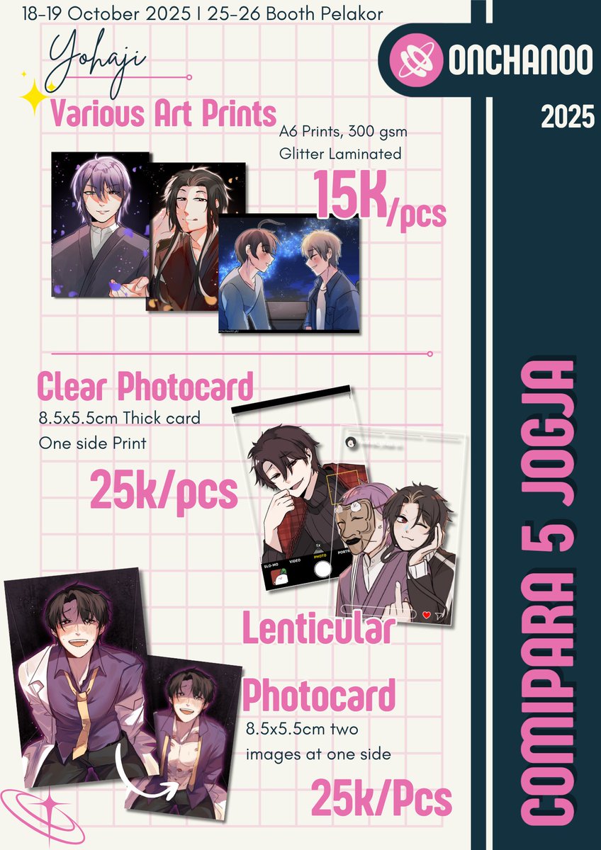 ❤️+🔃are appreciated!  
#comipara5  OTS catatlogue! 

📍Booth PELAKOR at Jogja Expo Center (i 25-26)
🗓️18-19 Oct 
🛍️OTS Only ❌PO ❌Book 

See you at COMIPARA 5! 
#comipara5catalogue #comipara5catalog