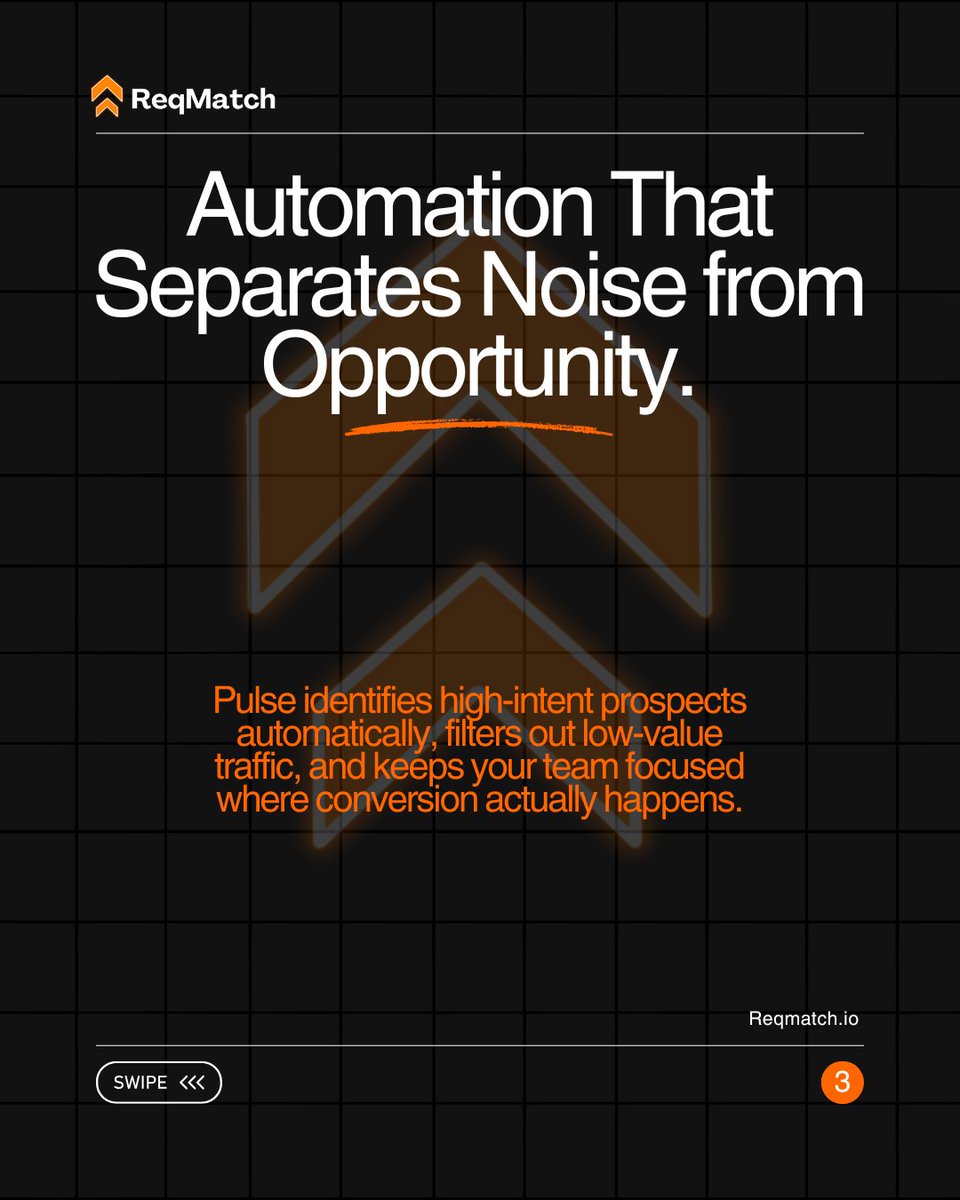 ReqMatchio's tweet photo. 70% of pre-sales time is lost to unqualified leads.
Pulse automates that entire layer — scoring, filtering, and handing off only high-intent buyers.
Focus on conversions, not clutter.
#AI #Automation #SalesOps #LeadQualification #ReqMatch #Pulse https://t.co/tWVNuHTXNr