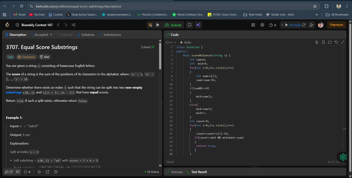 vinayswami2020's tweet image. My today&apos;s coding questions .
1.3707. Equal Score Substrings
2.3708. Longest Fibonacci Subarray
#LeetCode #CodingChallenge #Programming #DSA #100DaysOfCode #letsConnect #GFG #developers #WebDevelopment #Java @ApnacollegeX @Hiteshdotcom @lovebabbar3
#thapa