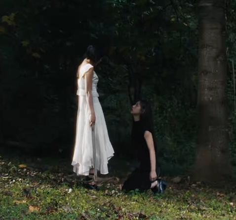 y2kyves's tweet image. they said yves couldnt get any gay and now she has a woman kneeling before her...