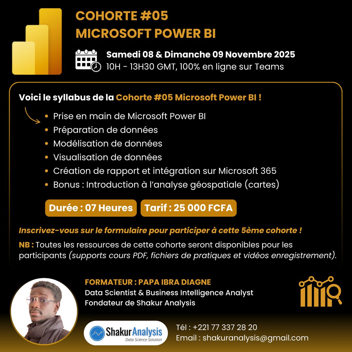 ShakurAnalysis's tweet image. 🎉Nous lançons officiellement les inscriptions de la Cohorte #05 Microsoft Power BI.

Découvrez avec nous, le meilleur outil de Business Intelligence sur le marché ! 📊📈

👇🏽Lien d’inscription 
forms.office.com/r/dE6T1PuvxA