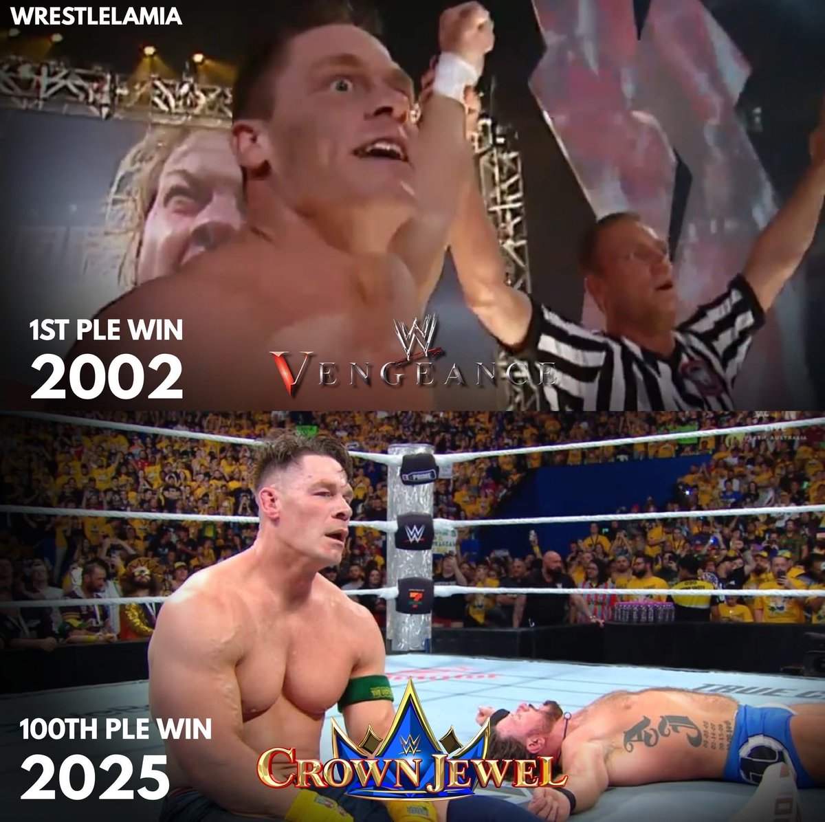 wrestlelamia's tweet image. John Cena's 1st PLE win
John Cena's 100th PLE win 😭