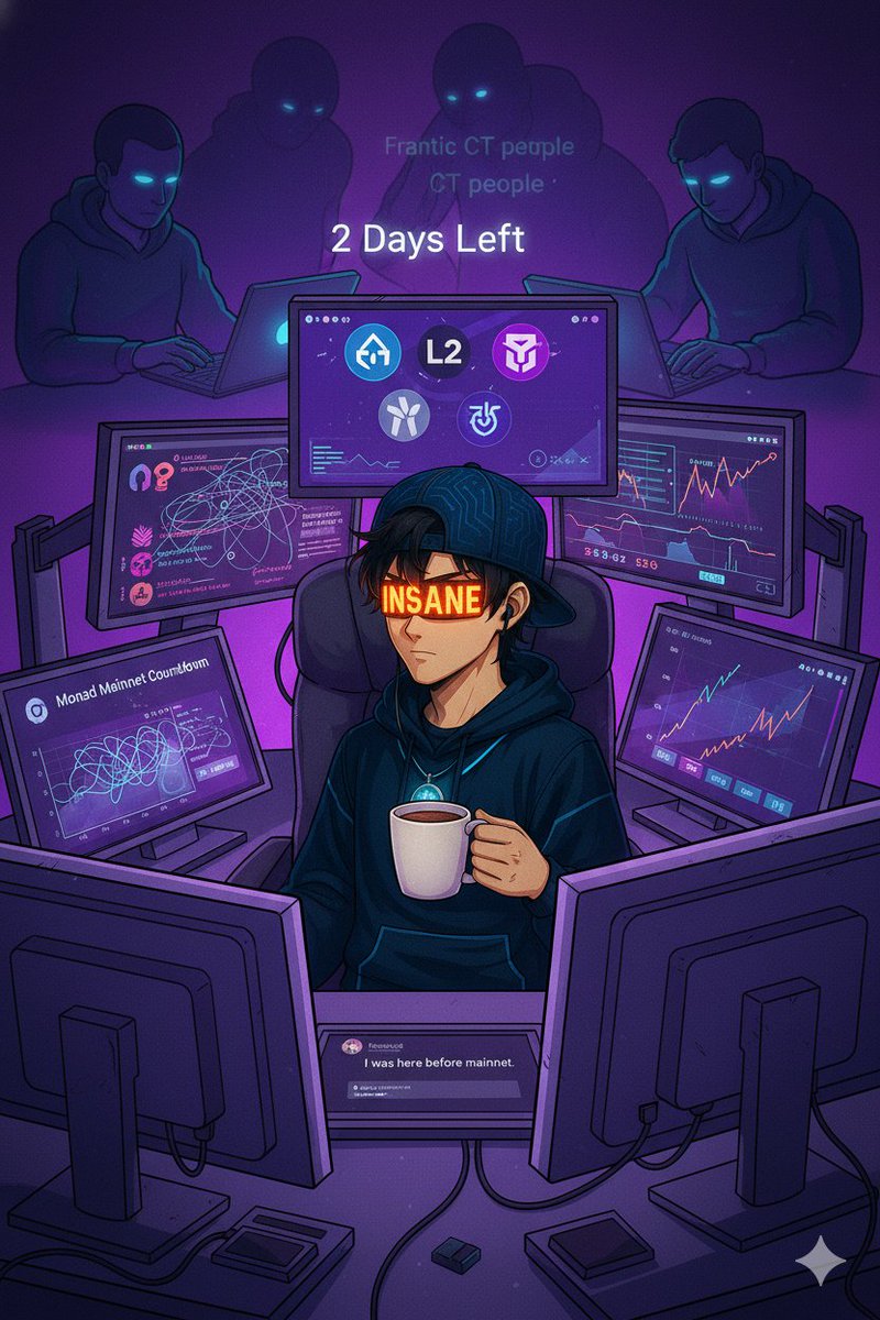 . <a href="/monad/">Monad</a>  in 2 days: CT speedrunning threads, L2 hot takes, and alpha leaks like it’s finals week. But fr, who else prepping their “I was here before mainnet” tweets before even clicking launch? 😭😂