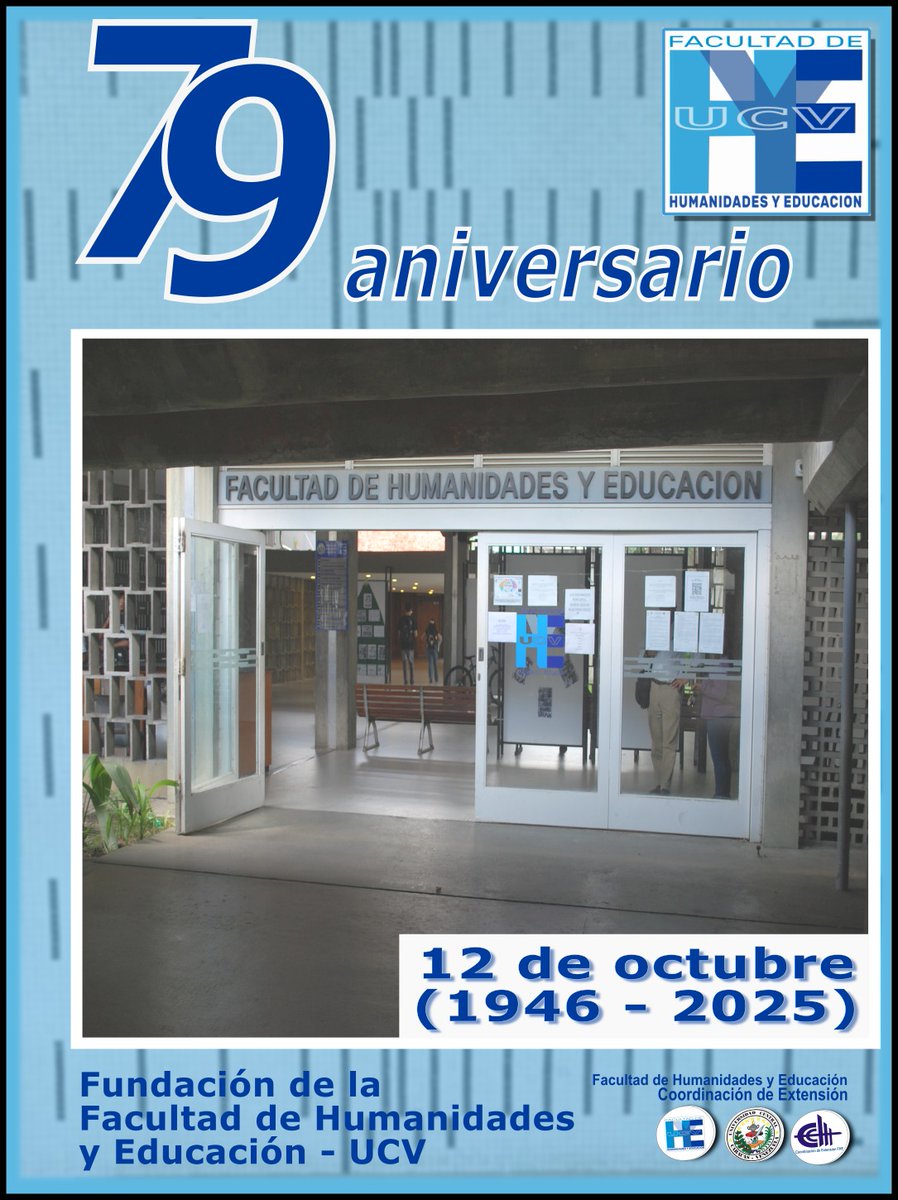 #Facultad de #Humanidades y #Educación <a href="/FHyE_UCV/">Humanidades UCV</a> #UCV conmemora su 79 aniversario. Seguimos venciendo  la sombra, rumbo a nuestros 80 años Gracias a todos los docentes empleados obreros estudiantes egresados y miembros de la comunidad por ser parte de nuestra historia #12Oct