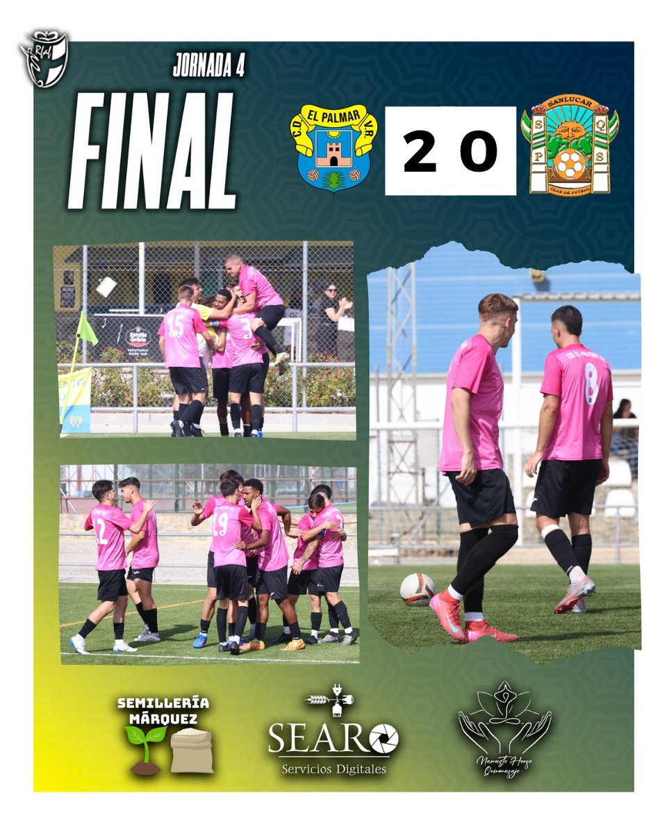 90' ⌛ CD El Palmar VR 2️⃣ - 0️⃣ Atlético Sanlúcar CF

⚽ Goles Dani Toledo 

🔚 FINAL DEL PARTIDO