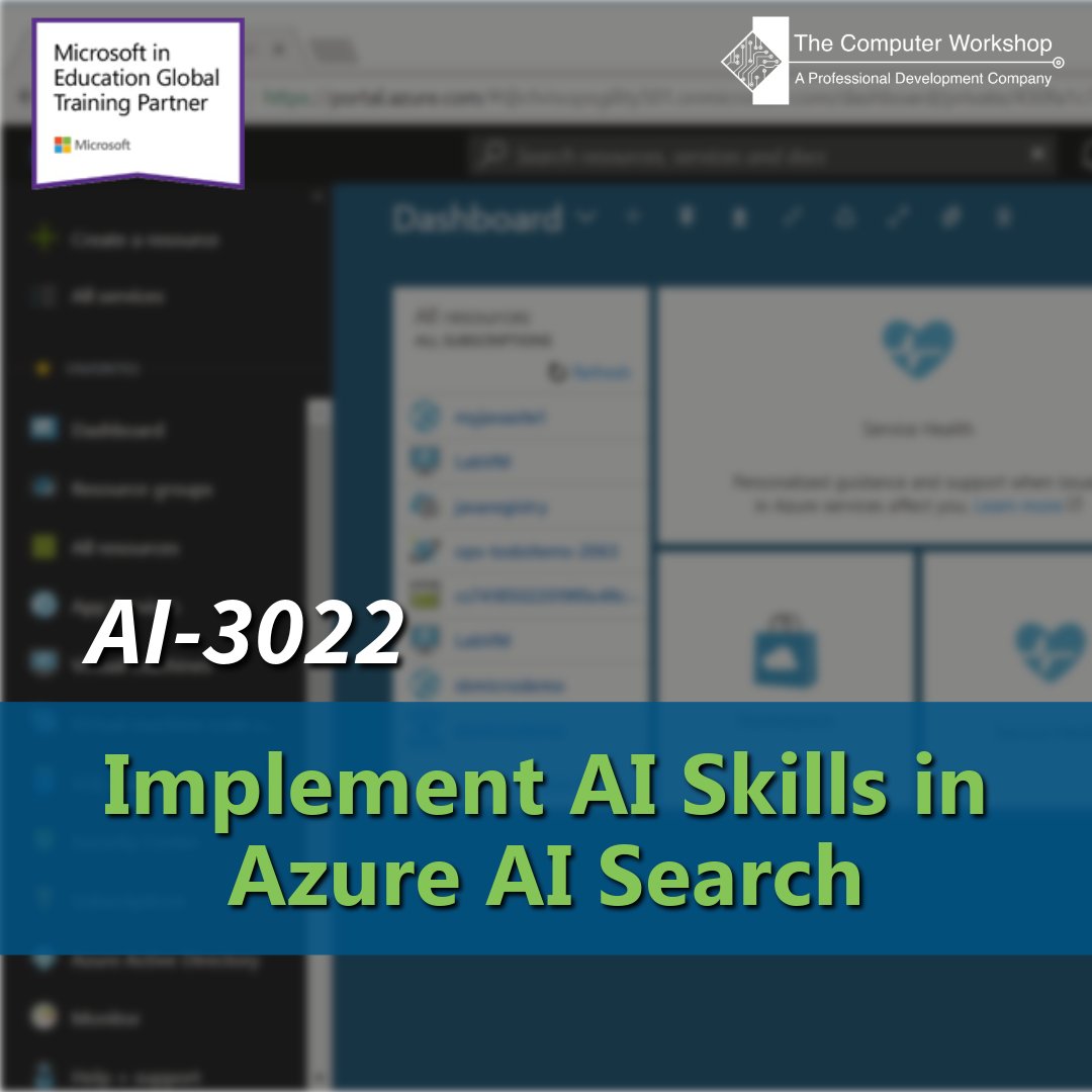 tcworkshop's tweet image. Our AI-3022 course shows you how to add vision, language & speech capabilities to deliver smarter results.
Learn more: tcworkshop.com/pages/course-d…
#AzureAI #AISearch #MicrosoftAzure #TechTraining