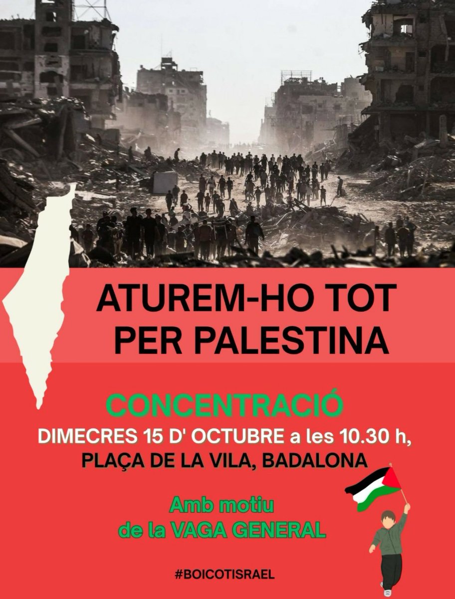 #Badalona fem novament suport al poble palestí. Perqué l'acord de pau no sigui només un padaç mal fet al problem històric. Per a una Palestina per fi lliure.Perquè al poble palestí se li faci justícia i les persones puguin viure de veritat en una verdadera i duradora pau.