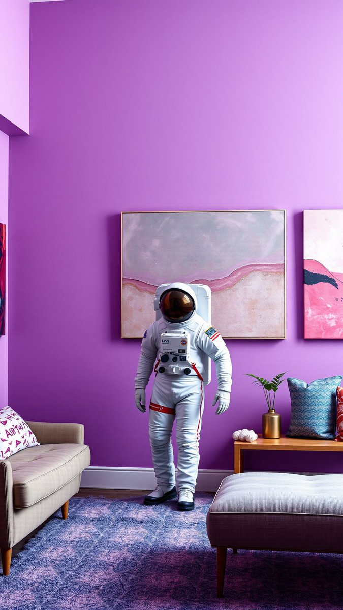 Astronaut in a vibrant purple room symbolizing Mantle's journey to price discovery