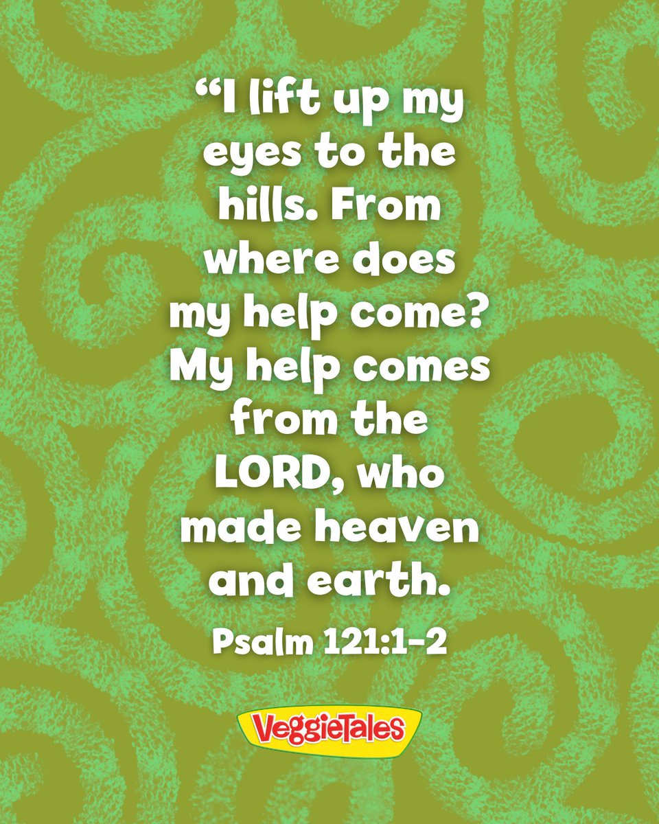 Bob &amp; Larry here! 
Eyes up, friends - our help doesn’t come from the hills, but from the Lord who made them. (Psalm 121:1–2).
How can we pray for you today? 
#veggietales #singalong #larrythecucumber #bobthetomato