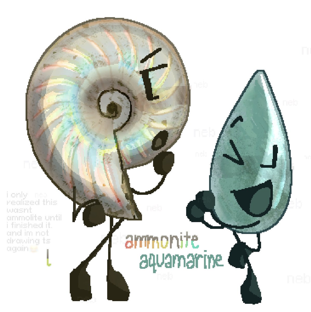 REDESIGNING RUBY'S SISTERS PART 2: ammolite and aquamarine except i didn't realize that the thing i already drew wasnt ammolite  oops 😅 #osc #objectshow #bfdi #bfdia