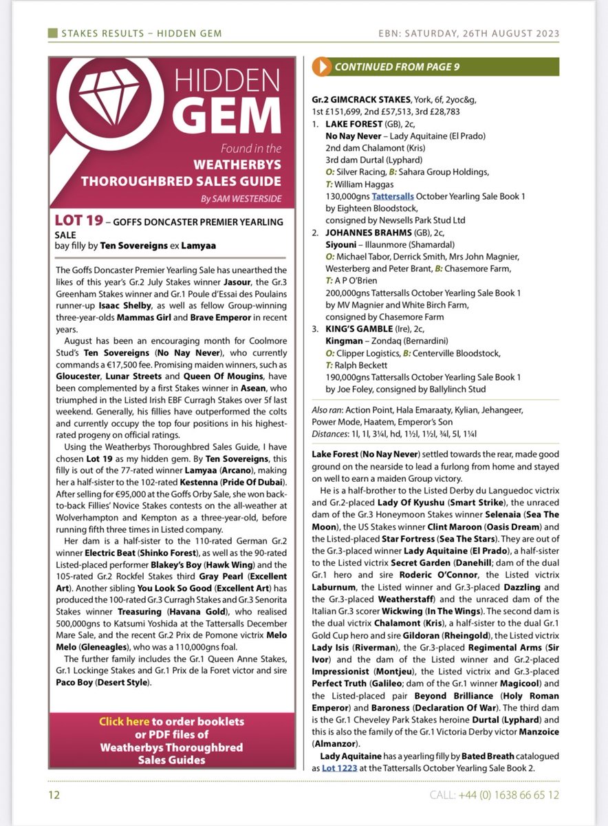 Delighted to see that Lush Lips, a hidden gem selection from 2023, won a Gr.1 at Keeneland last night 😄Congrats to connections and Ten Sovereigns remains quite an underrated sire, albeit from Turkey now…