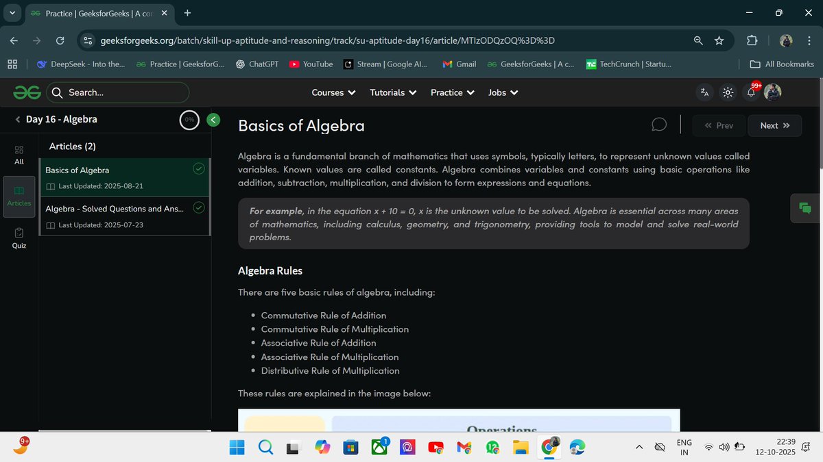 abhayyadav96312's tweet image. 🚀 Staying consistent with the  100 Day Streak Challenge
📅 DAY- 74
JAVA - Skill Up program by @geeksforgeeks
👉 geeksforgeeks.org/batch/skill-up…
🧠 Also started Aptitude &amp;amp; Reasoning geeksforgeeks.org/batch/skill-up…
#skillupwithgfg #nationskillup #geeksforgeeks