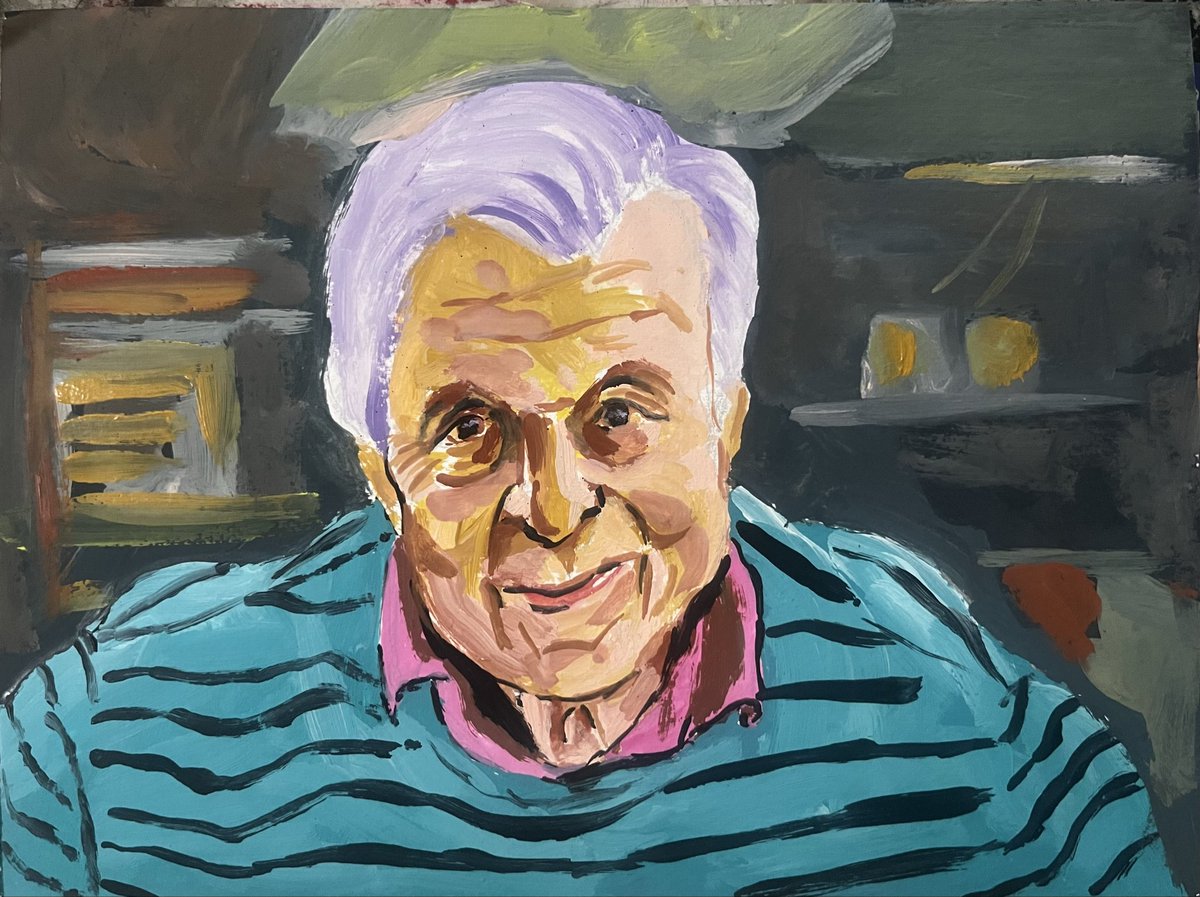 PeterLandau's tweet image. Saul Zabar, Smoked Fish Czar of Upper East Side #obitpix #saulzabar #zabars #artofinstagram #gouachepainting #illustration #portraitpainting