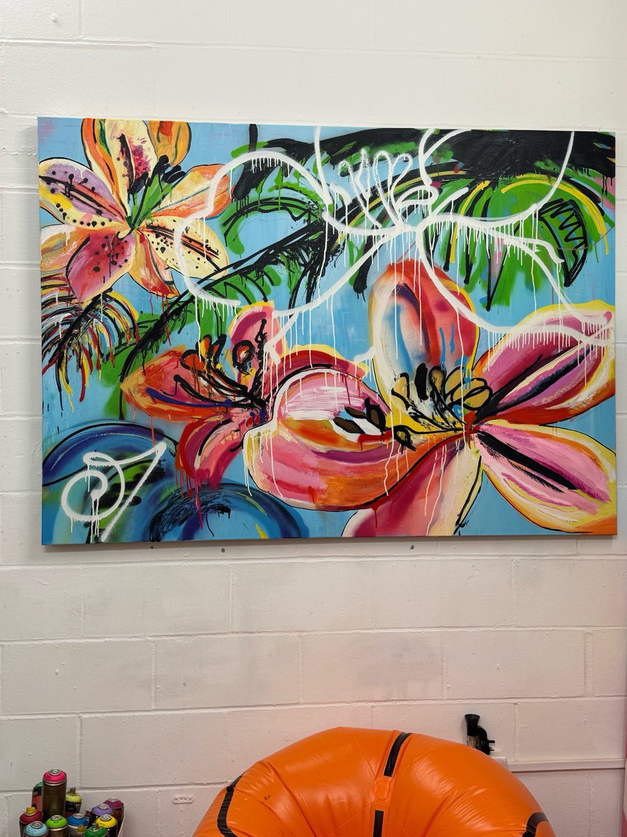 New Artwork: Lillies (2025)
50in x 70in x 3.8cm
Acrylic, ink and spray paint 🌺