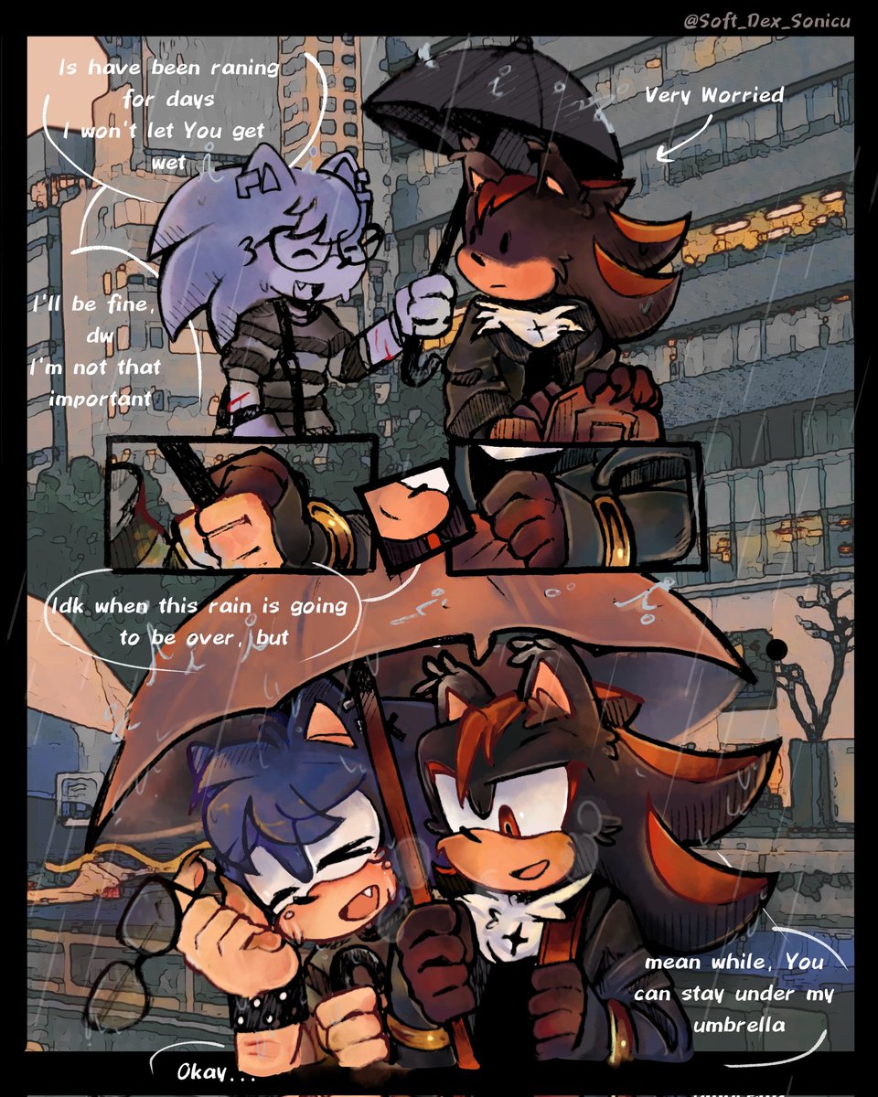 🩹☂️ stay under my umbrella
|•° 
#ShadowTheHedgehog 
#Nickythehedgehog