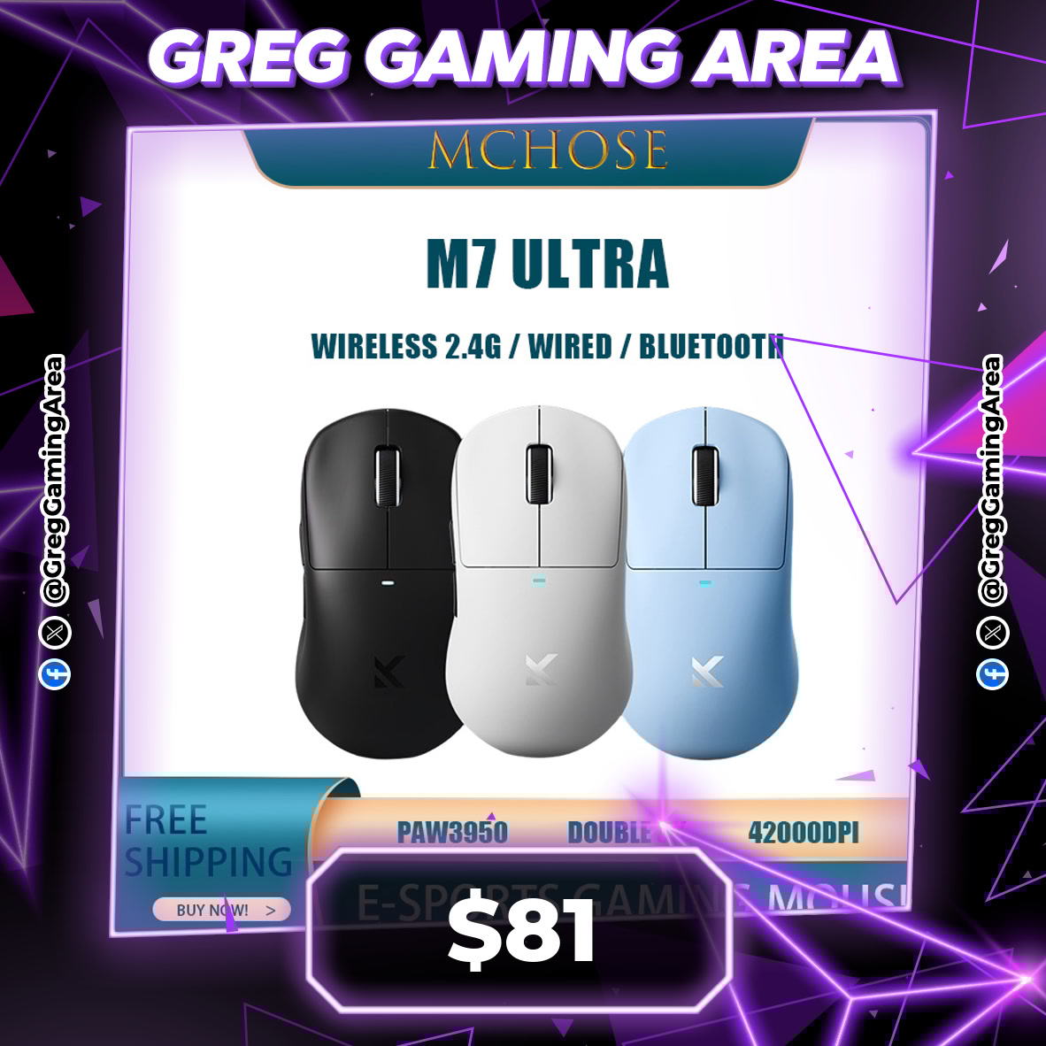 UNLEASH YOUR POWER! 💪⚡

🖱️ Mchose M7 Ultra Gaming Mouse Wireless Bluetooth Tri-Mode 42000DPI Lightweight
🔗 s.click.aliexpress.com/e/_okzCqRj